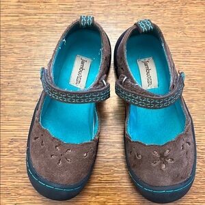 Girls Jambu  Brown and Blue Dress Shoes with Suede Finish